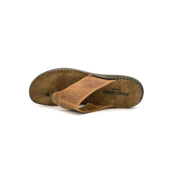 Mule entre-doigt en cuir marron Grande taille homme Josef Seibel
