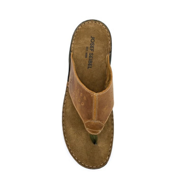 Mule entre-doigt en cuir marron Grande taille homme Josef Seibel