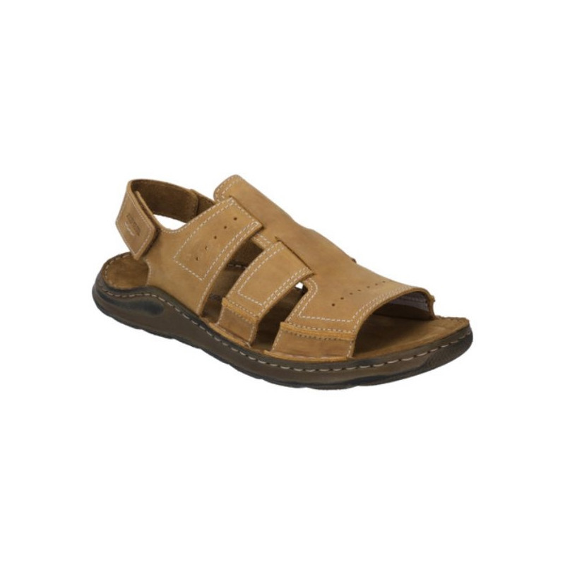 sandale velcro au talon nubuck marron grande taille homme Josef Seibel