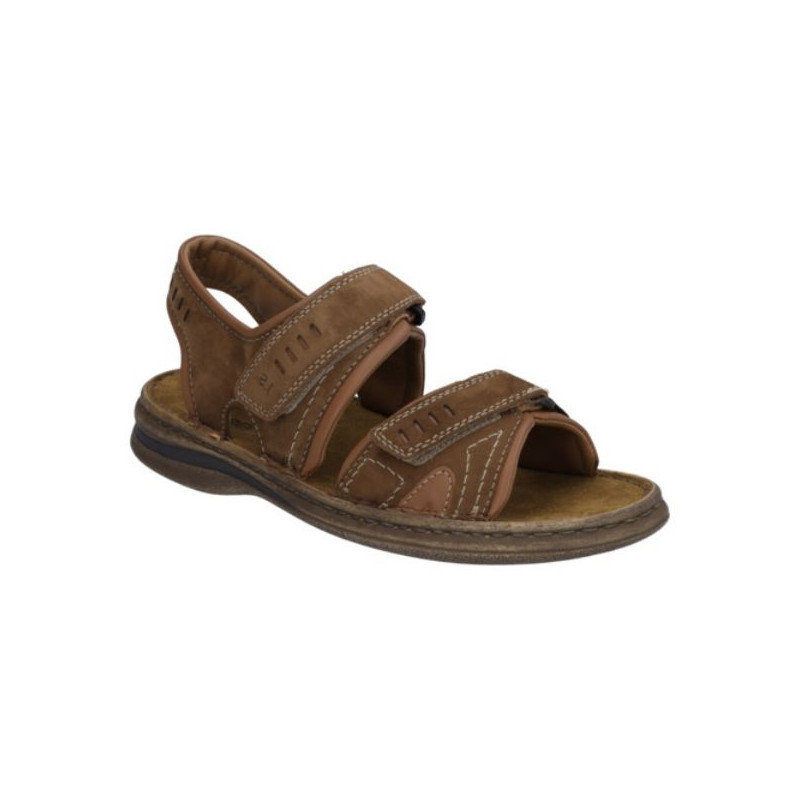 sandale nubuck marron 2 velcros grande taille homme Josef Seibel