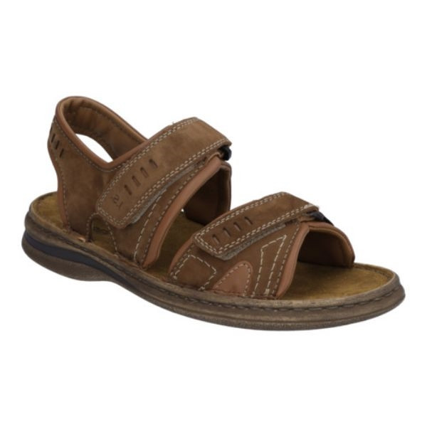 sandale nubuck marron 2 velcros grande taille homme Josef Seibel