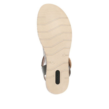 Sandale compensée cuir kaki|Grande taille femme|Remonte
