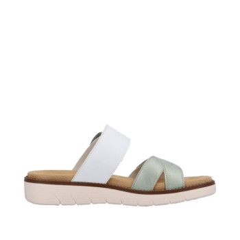 Mule tilleul et blanc avec semelle amovible en grande pointure femme de chez Remonte