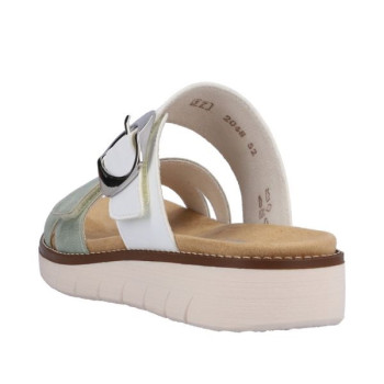 Mule tilleul et blanc avec semelle amovible en grande pointure femme de chez Remonte