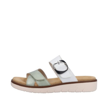 Mule tilleul et blanc avec semelle amovible en grande pointure femme de chez Remonte