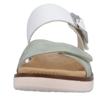 Mule tilleul et blanc avec semelle amovible en grande pointure femme de chez Remonte