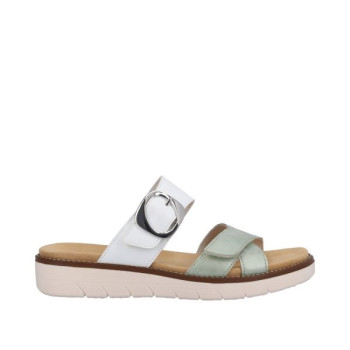 Mule tilleul et blanc avec semelle amovible en grande pointure femme de chez Remonte