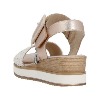 Sandale compensée en cuir crème|Grande taille femme|Remonte