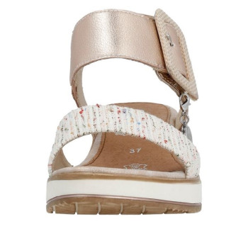 Sandale compensée en cuir crème|Grande taille femme|Remonte