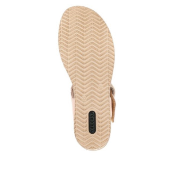 Sandale compensée en cuir crème|Grande taille femme|Remonte