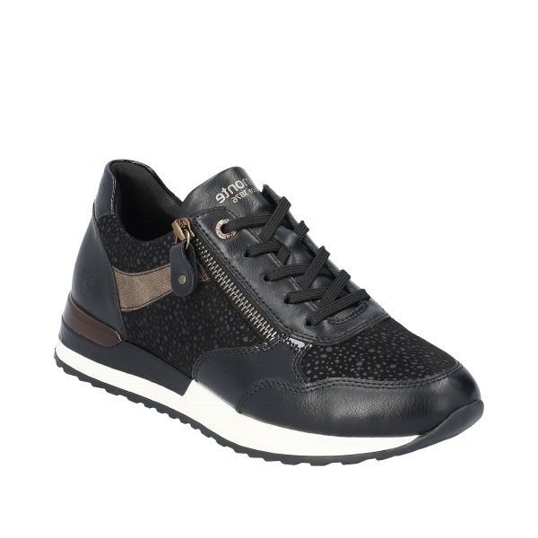 Tennis noire à lacets et zip avec semelle amovible en Grande pointure femme de chez Remonte
