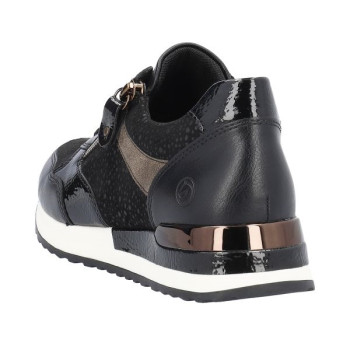 Tennis noire à lacets et zip avec semelle amovible en Grande pointure femme de chez Remonte