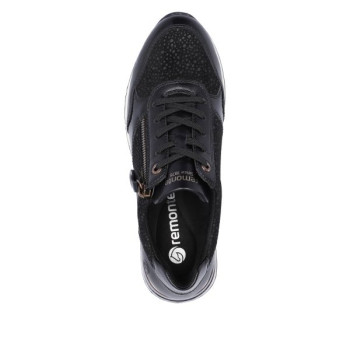 Tennis noire à lacets et zip avec semelle amovible en Grande pointure femme de chez Remonte