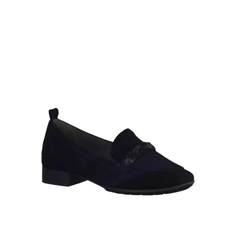 Mocassin velours noir semelle amovible en Grande pointure femme de chez Jana