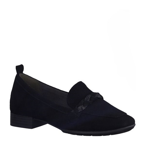 Mocassin velours noir semelle amovible en Grande pointure femme de chez Jana