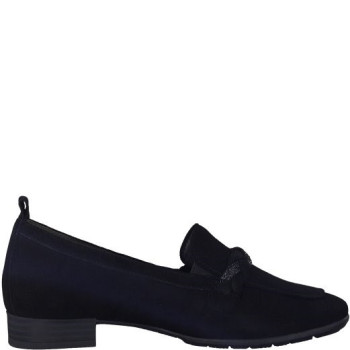 Mocassin velours noir semelle amovible en Grande pointure femme de chez Jana