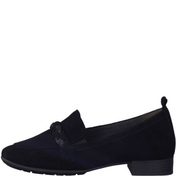 Mocassin velours noir semelle amovible en Grande pointure femme de chez Jana