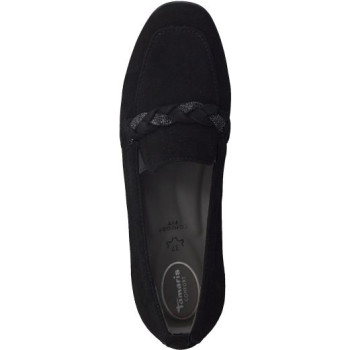 Mocassin velours noir semelle amovible en Grande pointure femme de chez Jana