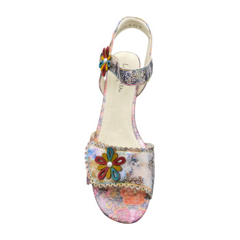 Sandale à talon rose et multicolore en Grande Pointure Femme de chez Laura Vita