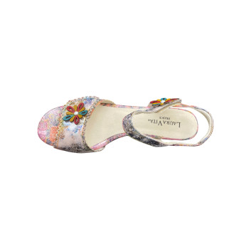Sandale à talon rose et multicolore en Grande Pointure Femme de chez Laura Vita