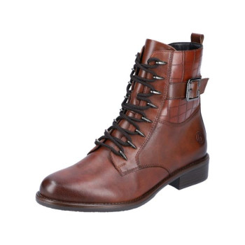 Boots à lacets marron en cuir motif croco en grande taille femme remonte