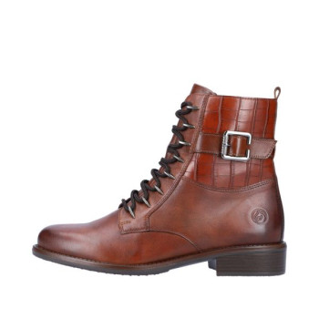 Boots à lacets marron en cuir motif croco en grande taille femme remonte