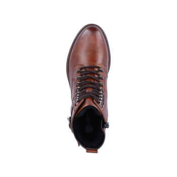 Boots à lacets marron en cuir motif croco en grande taille femme remonte