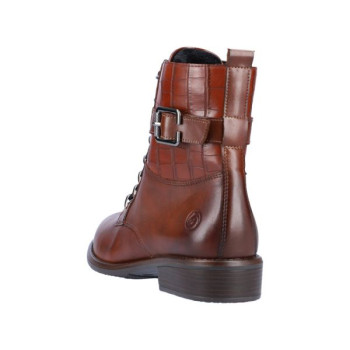 Boots à lacets marron en cuir motif croco en grande taille femme remonte