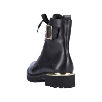 Boots en cuir noir à lacets et grosse semelle | Grande taille femme | Remonte