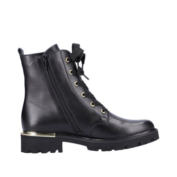 Boots en cuir noir à lacets et grosse semelle | Grande taille femme | Remonte