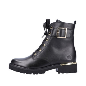 Boots en cuir noir à lacets et grosse semelle | Grande taille femme | Remonte