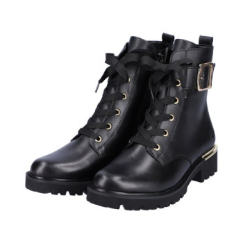 Boots en cuir noir à lacets et grosse semelle | Grande taille femme | Remonte