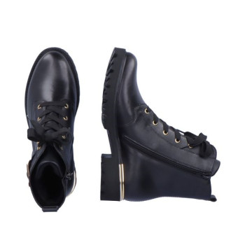 Boots en cuir noir à lacets et grosse semelle | Grande taille femme | Remonte