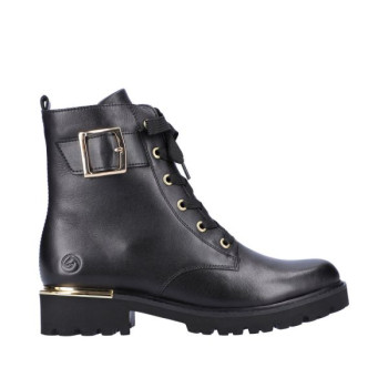 Boots en cuir noir à lacets et grosse semelle | Grande taille femme | Remonte