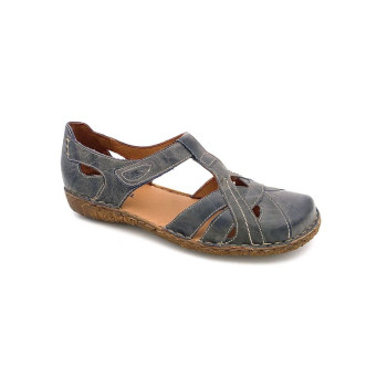 Ballerine salomé en cuir gris bleu grande pointure femme Josef Seibel