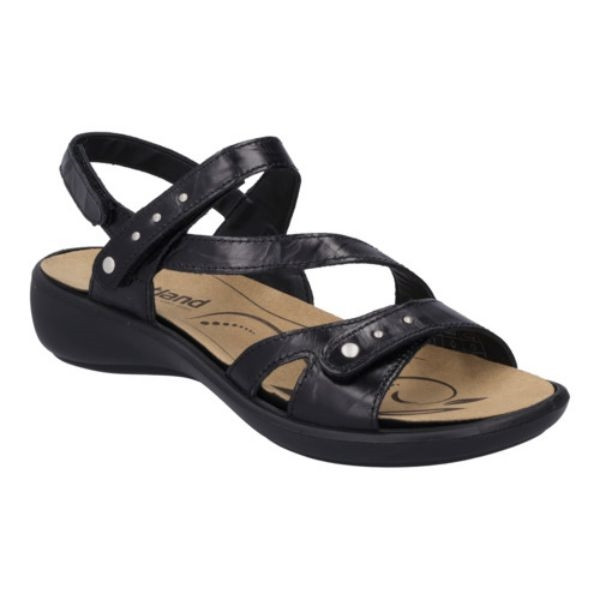 Sandale à 3 réglages en cuir noir en Grande pointure femme de chez Westland