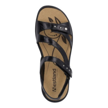 Sandale à 3 réglages en cuir noir en Grande pointure femme de chez Westland
