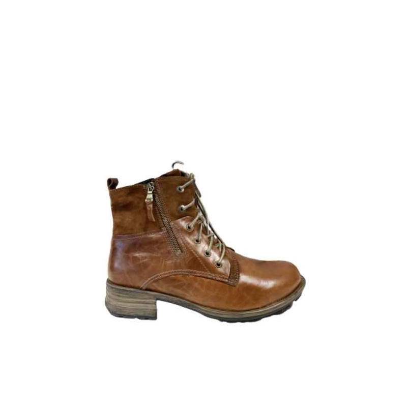 Boots à lacets en cuir cognac grande taille femme Josef Seibel