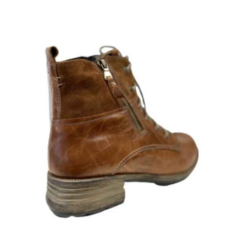 Boots à lacets en cuir cognac grande taille femme Josef Seibel
