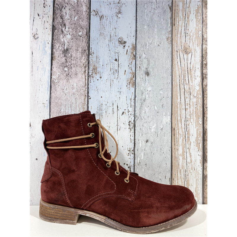 Boots à lacets rouge en cuir grande pointure femme Josef Seibel