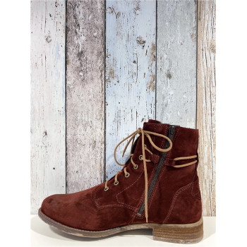 Boots à lacets rouge en cuir grande pointure femme Josef Seibel
