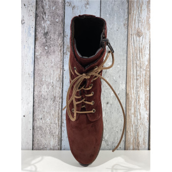 Boots à lacets rouge en cuir grande pointure femme Josef Seibel